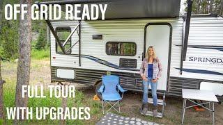 TOUR MY HOME ON WHEELS w/ OFF GRID and ALL UPGRADES | Springdale Mini Travel Trailer Tour | RV Tour