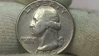 Цена монеты 25 центов( quarter dollar) 1970 года. Монетный двор Денвер США.