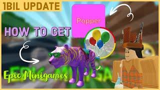 [ ROBLOX ] How to get “PARTY POPPER” BADGE , “POPPER” TITLE & NEON TIGER PET in EPIC MINIGAMES