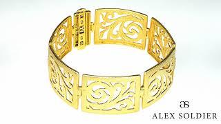 Alex Soldier Gold Ornament Contrast Texture Link Bracelet