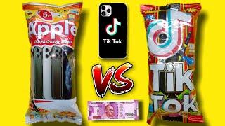 apple iPhone vs tiktok snacks with free toys inside unboxing and review in hindi