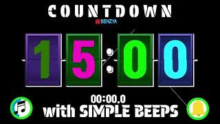 rectangle flip clock 15 minute countdown  with simple beeps timer alarm