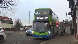 Brighton and Hove bus route 27 leaving Dyke Road bus stop, 15th December 2024