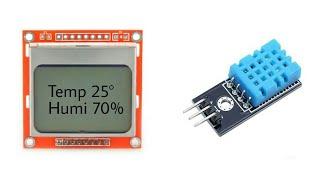 Arduino Lcd Temperature Sensor Tutorial || Nokia 5110 & DHT11