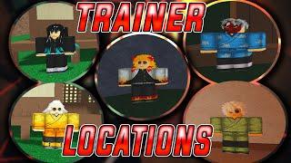 ALL BREATHING STYLE TRAINER LOCATIONS in Onikiri | ROBLOX Demon Slayer