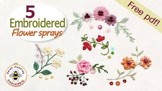Use just five easy embroidery stitches to make these beautiful flower sprays! Link to free pdf below