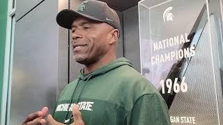 Michigan State wide receivers coach Courtney Hawkins talks spring football