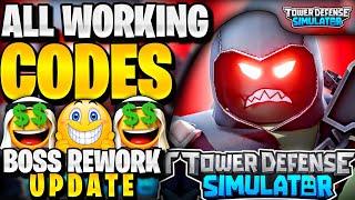 *NEW* ALL WORKING BOSS REWORK UPDATE CODES FOR TOWER DEFENSE SIMULATOR | ROBLOX TDS CODES