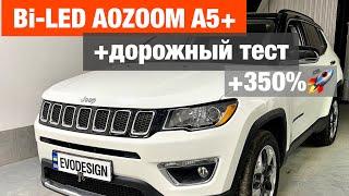 Jeep Compass biled aozoom A5+ установка билед линз улучшение света фап джип компас