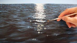 How to paint water - realistic water reflection wave painting tutorial