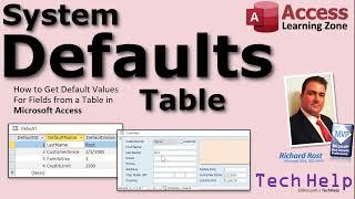 Get Default Values For Fields from a Table in your Microsoft Access Database. System Defaults Table.