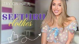 4K TRANSPARENT TOP and SHEER SKIRTS NO PANTIES 🫢 Try On Haul with MIRROR View | Natural Petite Body