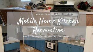 Single Wide Mobile Home Kitchen Renovation | Painting Cabinets, Flooring, Countertops, Total Cost
