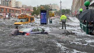 New York turns into an ocean! Severe flooding inundated 2 major cities in the US