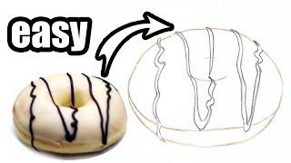 Real time sketching | Realistic doughnut drawing | Food illustration