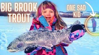 Kids Catch Huge Brook Trout on Jaw Jacker Ice Fishing
