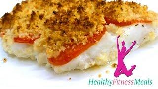 Healthy Fitness meal: Crunchy topped cod recipe. Low fat low cholesterol only 140 Kcals portion