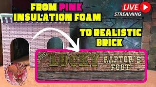 Turning PINK FOAM into an AWESOME BRICK & WOOD Diorama CENTERPIECE Live tutorial DIY Part 2