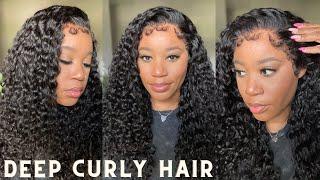 BEST CURLY EDGES!!! | PERFECT SUMMER HAIR | DEEP CURLY 13X6 LACE FRONT WIG | PREMIUMLACEWIG