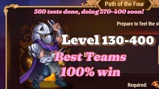 Path of Four Hero Wars Level  130 to 400 Buff total 1380