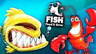 Я маленькая ПИРАНЬЯ! БИТВА с РАКОМ игра на выживание СИМУЛЯТОР РЫБЫ Feed and Grow Fish