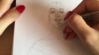 Drawing a woman with pencil | TEA SKETCHES