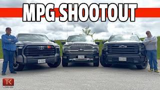 3-Way MPG Shootout! Turbo vs Hybrid vs Diesel - Toyota Tundra, Ford F-150 & Chevy Silverado Compared