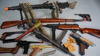 WW2 Toy Gun - German Army - MG42 Nerf Gun and Airsoft -Luger P08- MP40 - Kar98k- Toy Guns collection