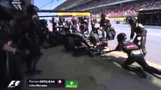 F1 Mechanic Hit Where It Hurts After Lotus Driver Romain Grosjean Fails To Slow Down In Pit Lane