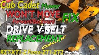 Cub Cadet DRIVE BELT Replacement Mower STARTS BUT WON'T MOVE Repair Kohler How To Replace V-BELT