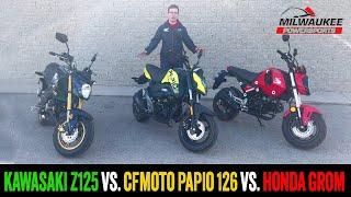 2023 Kawasaki Z125 Pro vs. CF Moto Papio 126 vs. Honda Grom!