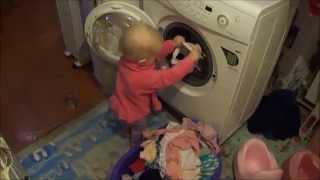 Большая стирка. Малыш и стиральная машина.BABY and WASHING-MACHING SAMSUNG