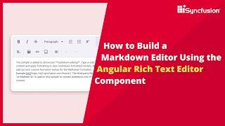 How to Build a Markdown Editor Using the Angular Rich Text Editor