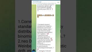 M.sc pre zoology biostatistics & population genetics  top 6 questions rajasthan University exam 25