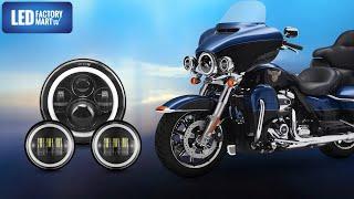 LED Factory Mart Harley Davidson Best 7'' LED Halo Headlights with Turn Signals + Halo Fog Lights