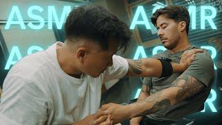 STRONG Relaxing Barber Chair Massage  @TaoChiKai  Qi Gong Master #asmr