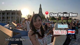 Take a boat ride to see the view and the sunset on the Chao Phraya River of Bangkok Thailand