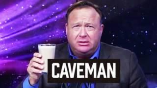 Alex Jones tries a glass of CAVEMAN