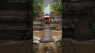 Truck Fails to Cross Wooden Bridge and Plunges Into the River!