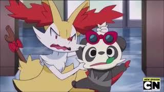 Braixen and Pancham fighting (Pokemon XYZ)