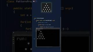 Pyramid pattern in Java | Learn to code pyramid pattern in less than a minute #shorts #patternshorts