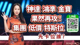 神達 鴻準 金寶 果然再攻！集團 低價 特斯拉 先卡位誰？｜股市易點靈 許毓玲 分析師｜20241119