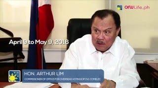 Overseas Absentee Voting - Comelec Commissioner Arthur Lim