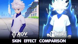 Killua Zoldyck (AOV) VS Killua Zoldyck (MLBB) : Skin Effect Comparison | Hunter X Hunter Collab