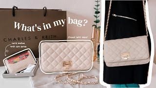 Chanel dupe? Charles & Keith purse and card wallet unboxing + mini review  what's in my bag 2022