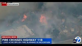 FULL COVERAGE: 10,000-acre brush fire erupts near Moorpark, prompting evacuations