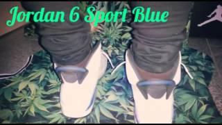 Nike Air Jordan 6 Retro Sport Blue on feet