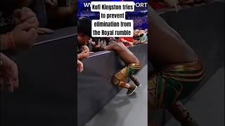 Kofi kingstone tries to prevent elimination from the Royal rumble #wwe #viralvideo #shorts