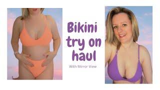 Bikini Try on Haul with Mirror View | Mom Bod | Natural