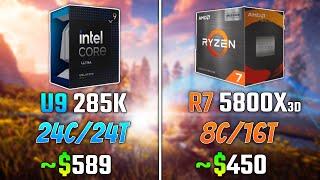 INTEL ULTRA 9 285K vs RYZEN 7 5800X3D | Test in 6 Games